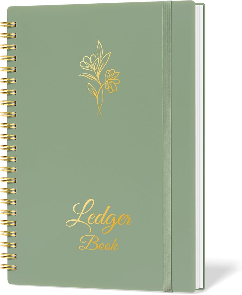 Blugool Accounting Ledger Book for Small Business Bookkeeping & Personal Use, Expense Tracker Notebook for Family Budget, Bookkeeping Record Book, Income and Expense Log Book - 8.4" x 6.1" (Green) - Image 1